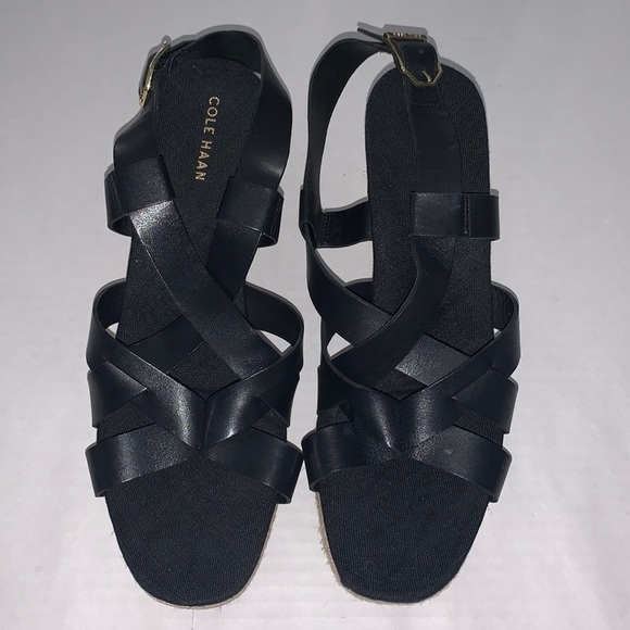 Cole Haan Wedge Black Sandal  Size 8.5B - Picture 1 of 7
